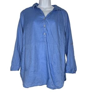 J.Jill Love Linen Tunic in a blue chambray